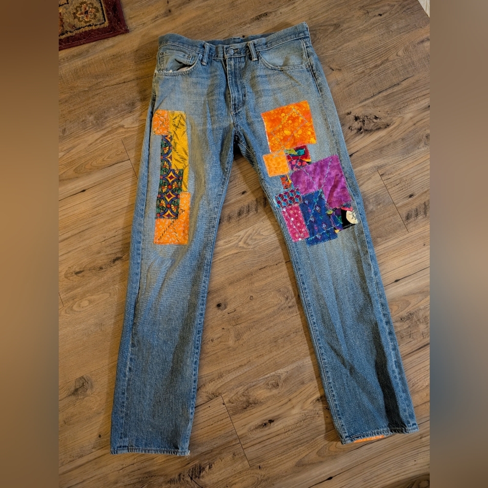 Levi's 505 SEmbroidered Patchwork Belonged To Well Known Detroit Bas